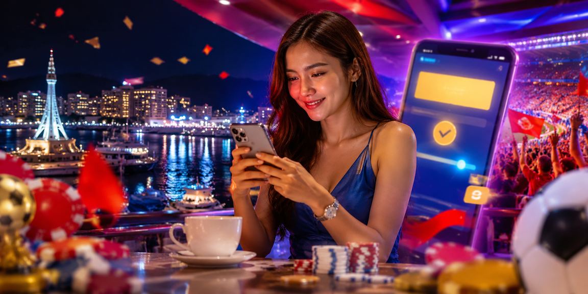Pemain menggunakan telefon pintar untuk beli tiket loteri Malaysia secara dalam talian
